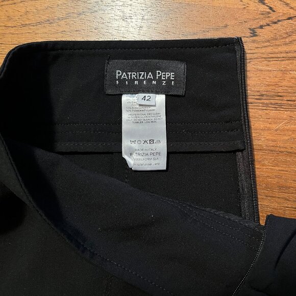 Patrizia Pepe Black A-Line Skirt, Size 42, Inverted Peats, Back Slit - Picture 7 of 7